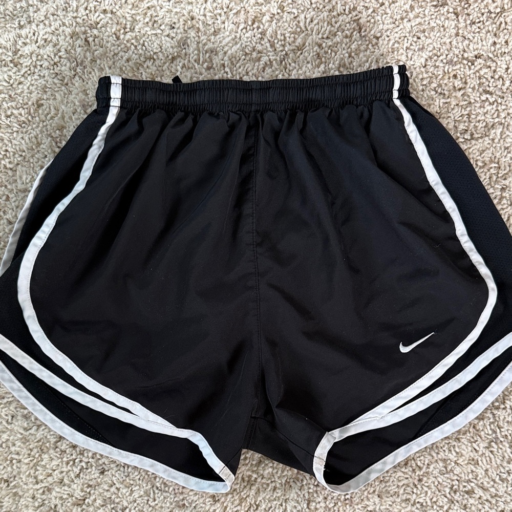 Nike Women's Black and White Athletic Shorts